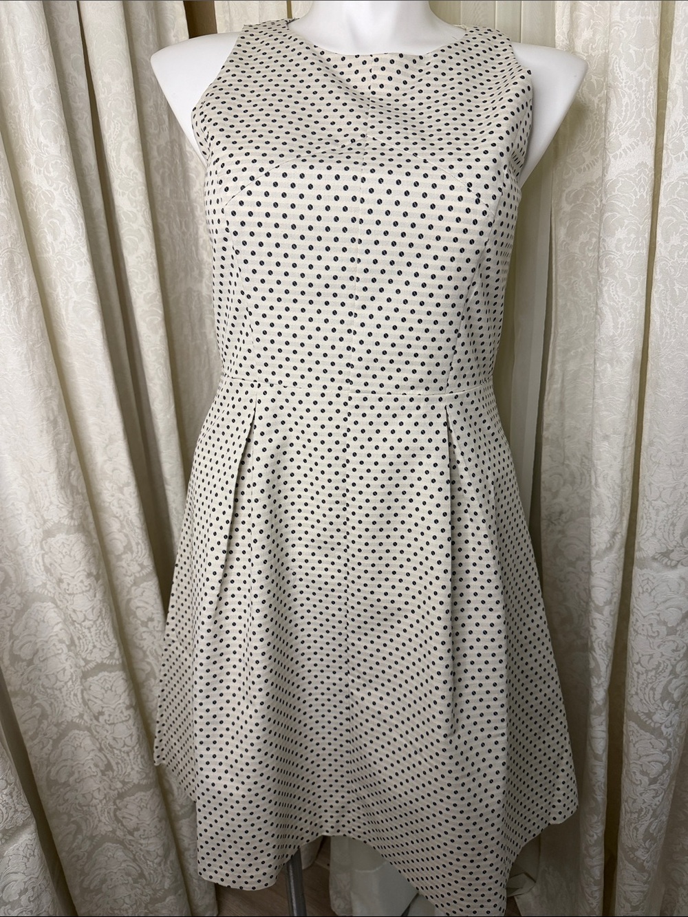 Ann Taylor Cream Polka Dot Midi Dress